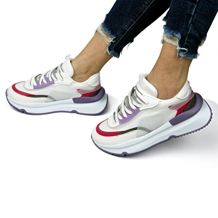 Hatege Stella Beyaz Mor Kadın Sneaker Ayakkabı