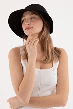Fiyonk Detaylı Keten Bucket Kadın Şapka 
