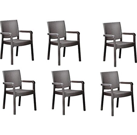 Holiday Camlı Masa Takımı Kahverengi 90*150 cm 6 Adet Sandalyeli Yemek Masa Takımı HYM01