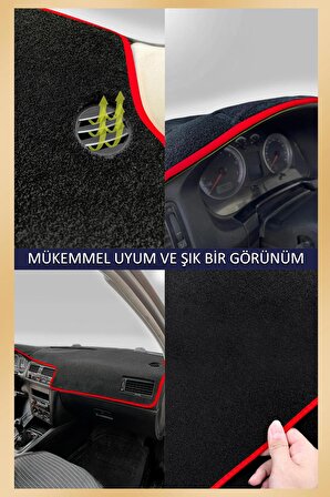 Hyundai Accent Blue 2011-2016 İçin Uygun Torpido Koruma Halısı Siyah Kenar Renk Siyah