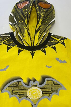 Batman baskılı ve maskeli tişört ve şort takım