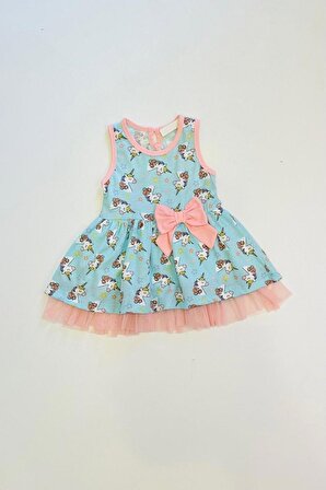 Kız Çocuk Unicorn Desenli Elbise