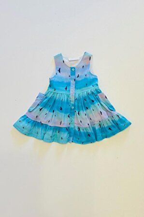 Kız Bebek %100 Viskon Pamuk Astarlı Yazlık Elbise