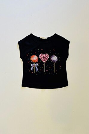 Kız Çocuk Lolipop Crop Tişört
