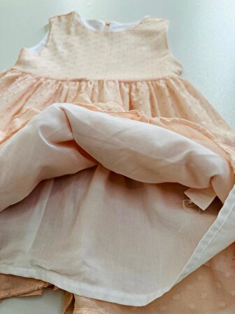 Kız Çocuk %100 Pamuk Keten Astarlı Şifon Elbise