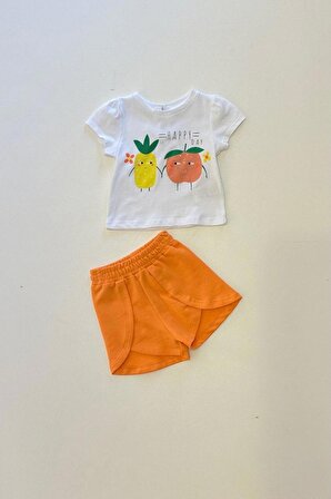 Kız Bebek Happy Day Ananas Baskılı Tişört Şort Takım