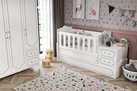 Hayal Modern Bebek Odası Takımı Beyaz - 3 Parçalı Tamamı 1. Kalite Mdf