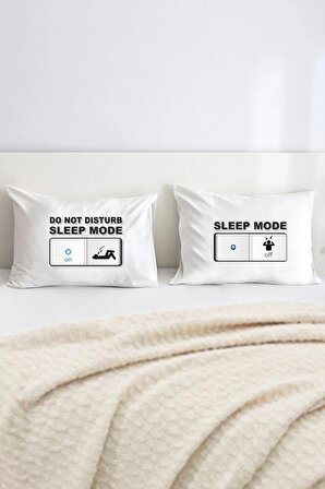 Sleep Mode Pamuklu Çift Kişilik 50x70 cm Yastık Kılıfı Seti