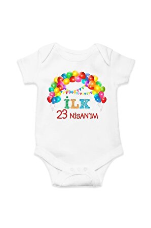 İlk 23 Nisan Özel Tasarım Bebek Zıbın Pamuklu Çıtçıtlı Body