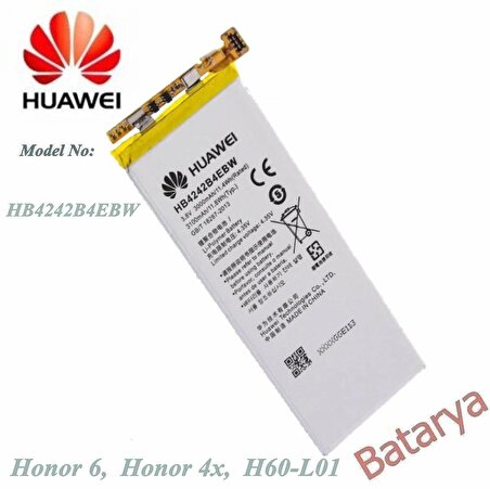 Huawei Honor 6 Batarya Huawei Honor 4X H60-L01 Batarya HB4242B4EBW Uyumlu Yedek Batarya