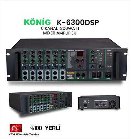König K-6300 Dsp 6 Kanal 300 Watt Mixer Amplifier