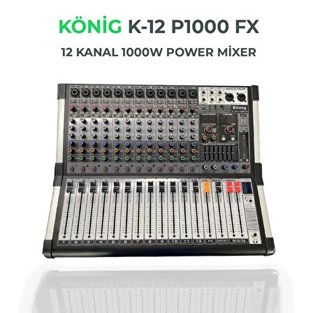 König K-12 P1000FX 12 Kanal 1000 Watt Power Mixer
