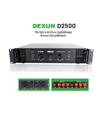 Dexun D–2500 Acil Anons Anfisi 2X500W Power Amplıfıer