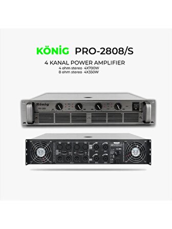 König Pro 2808 4 Ohm 4x 700 W Power Anfi
