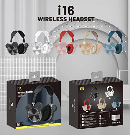i-16 Mickey Mouse Kulaklı Kablosuz Kulaküstü Bluetooth Kulaklık BEYAZ