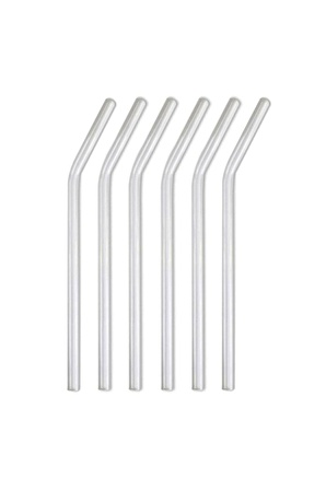 6 Adet Eğimli Şeffaf Cam Pipet, 6' Lı Pipet -20 Cm