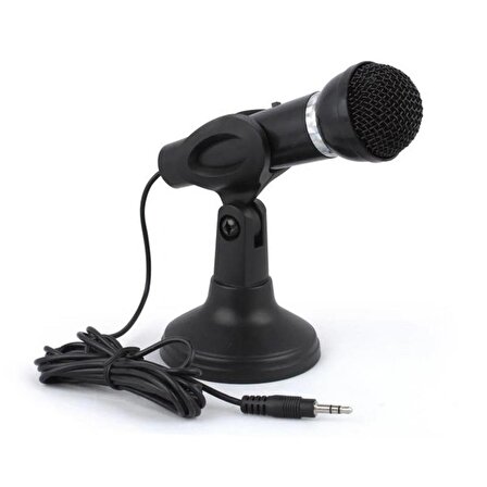 3.5MM Jack Girişli Masaüstü Bilgisayar Mikrofonu - Siyah Kürsü Mikrofonu
