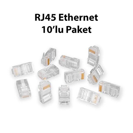 Rj45 Ethernet Network Konnektör Cat5/Cat6 Jack Ethernet Uç 10 Adet