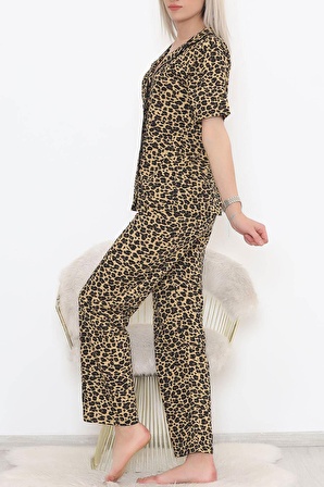 Düğmeli Pijama Takımı Leopar - 11449.102.