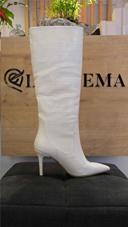 Valeria Kroko Beyaz Çizme