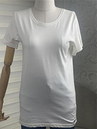 Basic Geniş Yaka Camel Tshirt 3XL-46