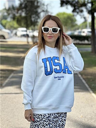 Usa Baskılı Sweatshirt