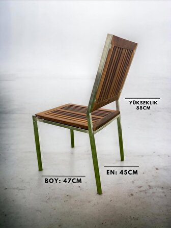 Inox İroko Sandalye, 2li, 2 Adet Bahçe Sandalyesi INX330