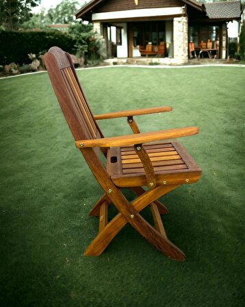 KS330 Kollu İroko Sandalye, 4lü, 4 Adet Bahçe Sandalyesi IS330