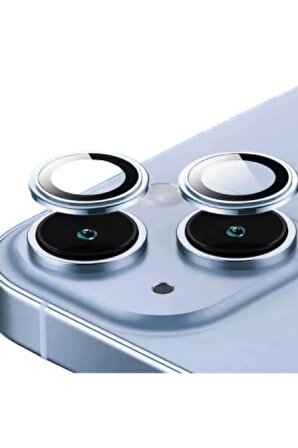 iPhone 14 Plus Hd Lens Koruyucu Mavi Çerçeveli