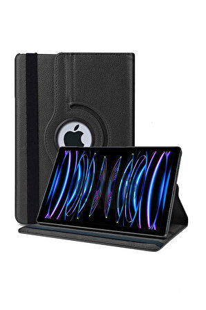 Monker iPad Pro 11 M2 4. Nesil 2022 Uyumlu Siyah Tablet Kılıfı Dönebilen Standlı Suni Deri