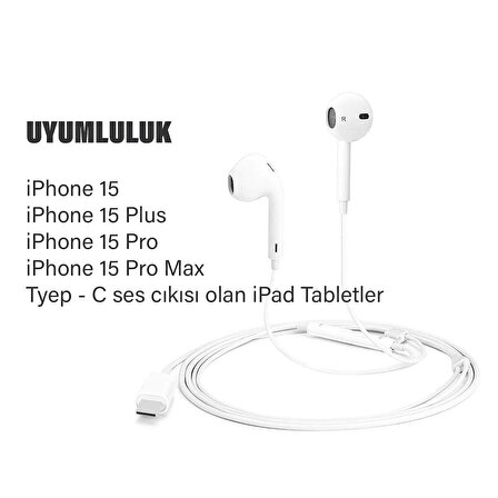 IPhone 15 - 15Pro - 15 Plus - 15 Pro Max Uyumlu Type-C Mikrofonlu Kulaklık
