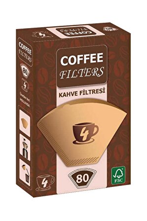Klipsli Ölçü Kaşığı + Coffee Filters Kahverengi Filtre Kahve Kağıdı 1/4 4 Numara 80'li Paket