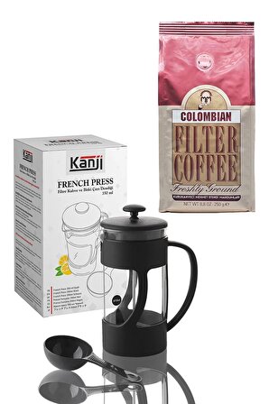 250 g Colombian Filtre Kahve Kanji 350 ml French Press Hediyeli