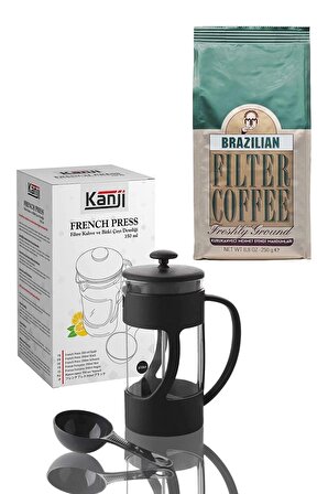 Brazilian Filtre Kahve 250 g + Kanji  French Press 350 ml