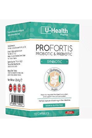 U HEALTH PHARMA Profortis Probiyotik Ve Prebiyotik Içeren Takviye Edici Gıda 14 Kapsül