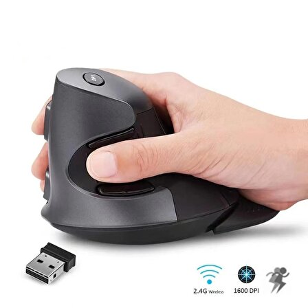 Delux M618gx  Avuç içi  Ergonomik Dikey 6 Tuşlu Kablosuz Optik Mouse Kauçuk koruyucu kabuk fare