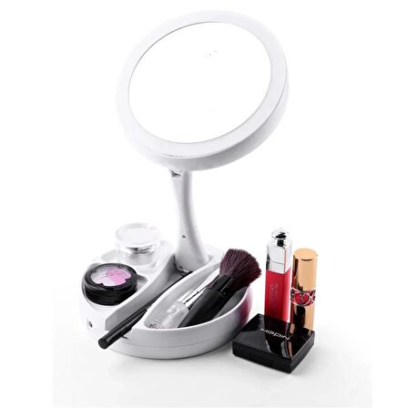Led Işıklı Makyaj Aynası 10X katlanabilir taşınabilir Çift Taraflı Ayna USB Destekli