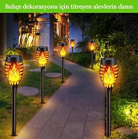 Solar Alev LED Peyzaj Zemin Lambası Bahçe Dekorasyon Su geçirmez Aydınlatma - 1 Adet