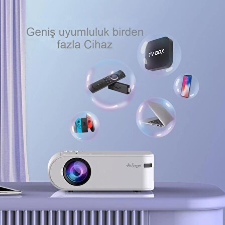 P62 Full HD Mini Projeksiyon Cihazı Ev Sinaması Wifi & Ios & Android Cep Tel Yansıtma Cihazı