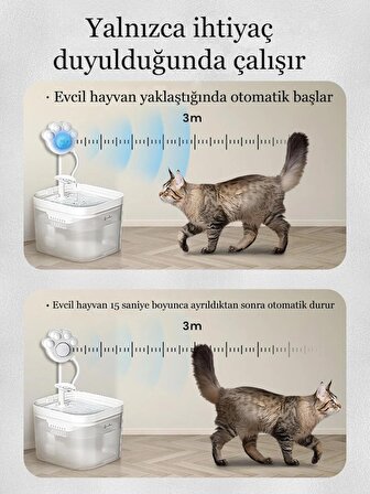 IntersTech Otomatik Akıllı Kedi Köpek Su Sebili Çeşmesi Sesiz Hareket Sensörü