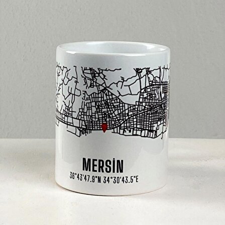 İzmir Şehir Haritası Baskılı Porselen Kupa