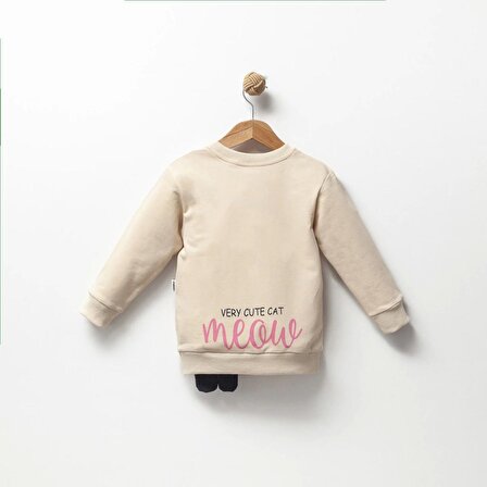 Jolbaby Kedicik Detaylı Kız Çocuk Sweatshirt Bluz