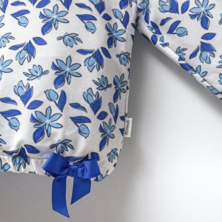 Jolbaby Fiyonk Detaylı Çiçekli Kız Çocuk Sweatshirt Bluz
