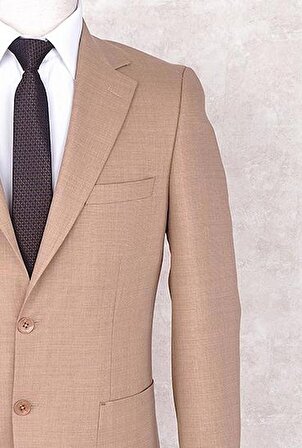 Jan Carlucci Yazlık İki Düğme-Yarım Astar- Slimfit Drop 6 Ceket-Açık Somon Rengi