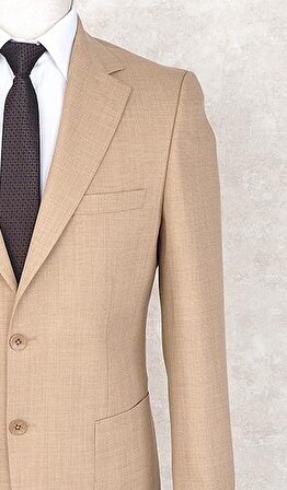 Jan Carlucci Yazlık İki Düğme-Yarım Astar- Slimfit Drop 6 Ceket-Bej Rengi