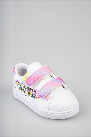 Ortapedik Pedli Cırtlı Beyaz Bebe Ayakkabı