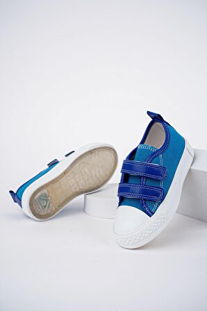 Çift Cırtlı Mavi Bebe Ayakkabı
