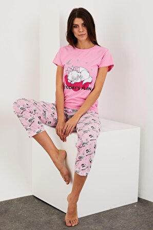 Baskılı Kısa Kol Pijama Takım