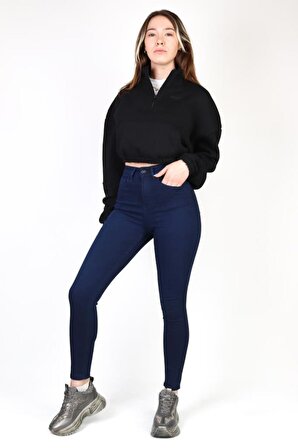 Kadın Blue Black Süper Skinny Fit Esnek Likralı Yüksek Bel Denim Jean Kot Pantolon HLTJENNİE-BLUE BLACK-K