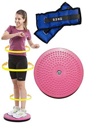 Twister Disk Bel Inceltici Dönen Disc + El Ayak Ağırlığı 0.5kgx2adet Bilek Kum Torbası Spor Seti